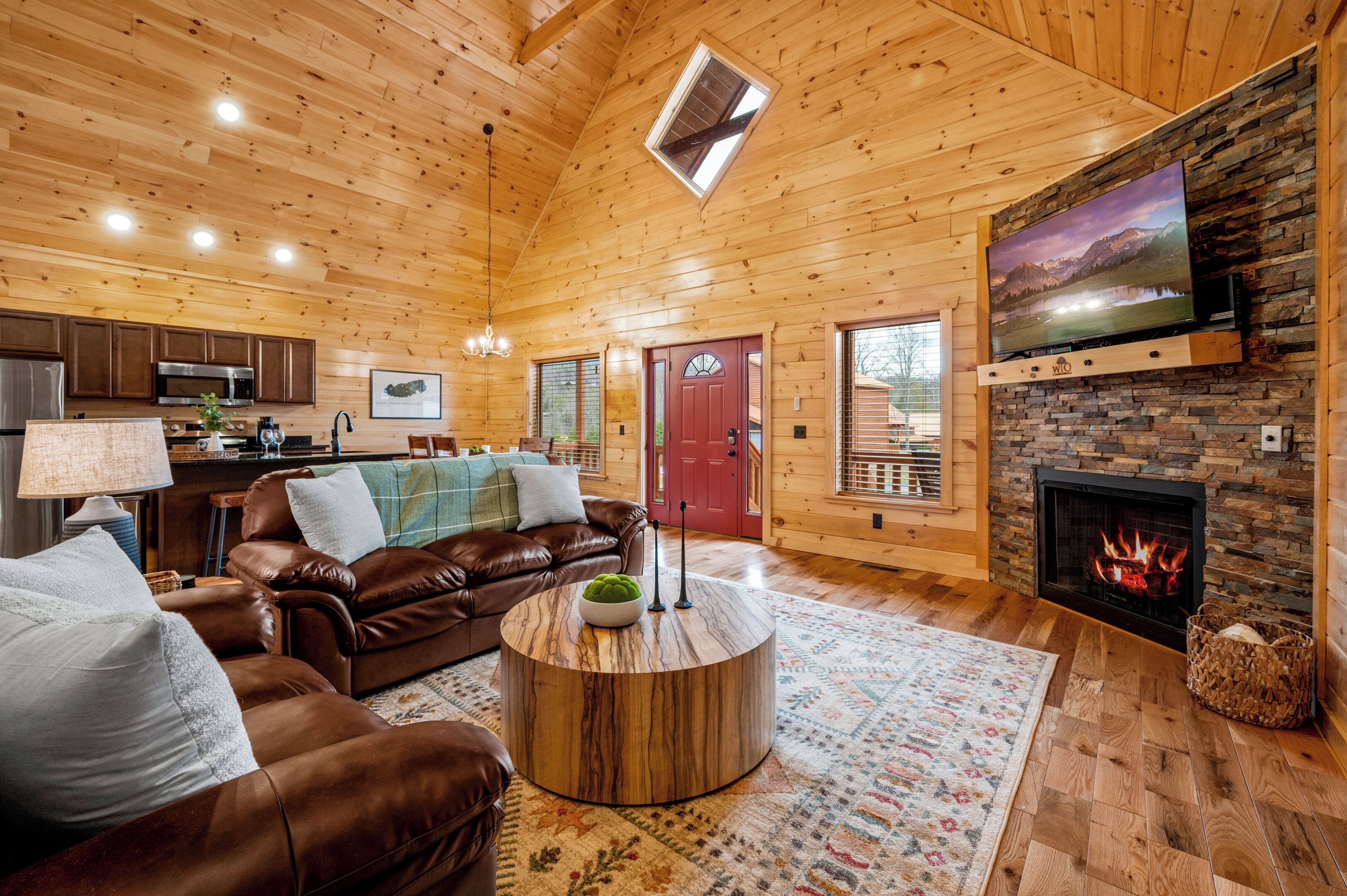 Télévision, cheminée, baby-foot