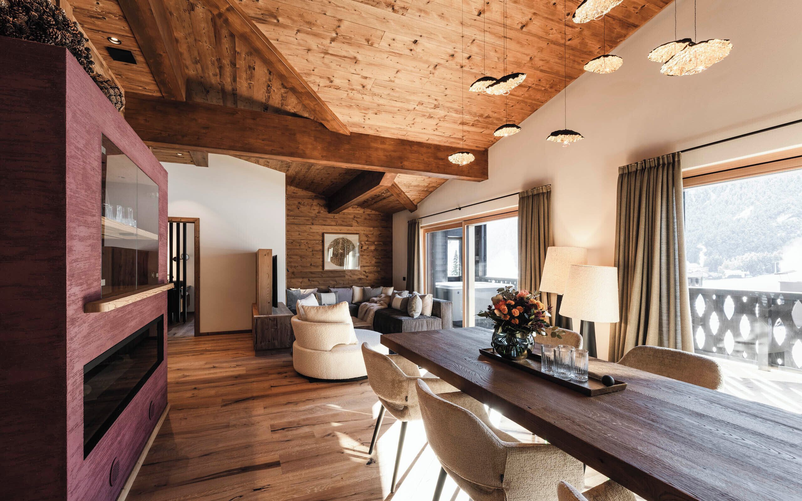 Luxury Penthouse, 3 Bedrooms, Mountain View, Garden Area, With Finnish Sauna | Living area | 43-inch flat-screen TV with satellite channels