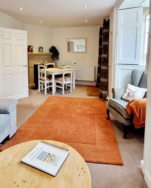 TV, DVD player, books, video library