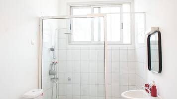 Secador de pelo, toallas, jabón, papel higiénico