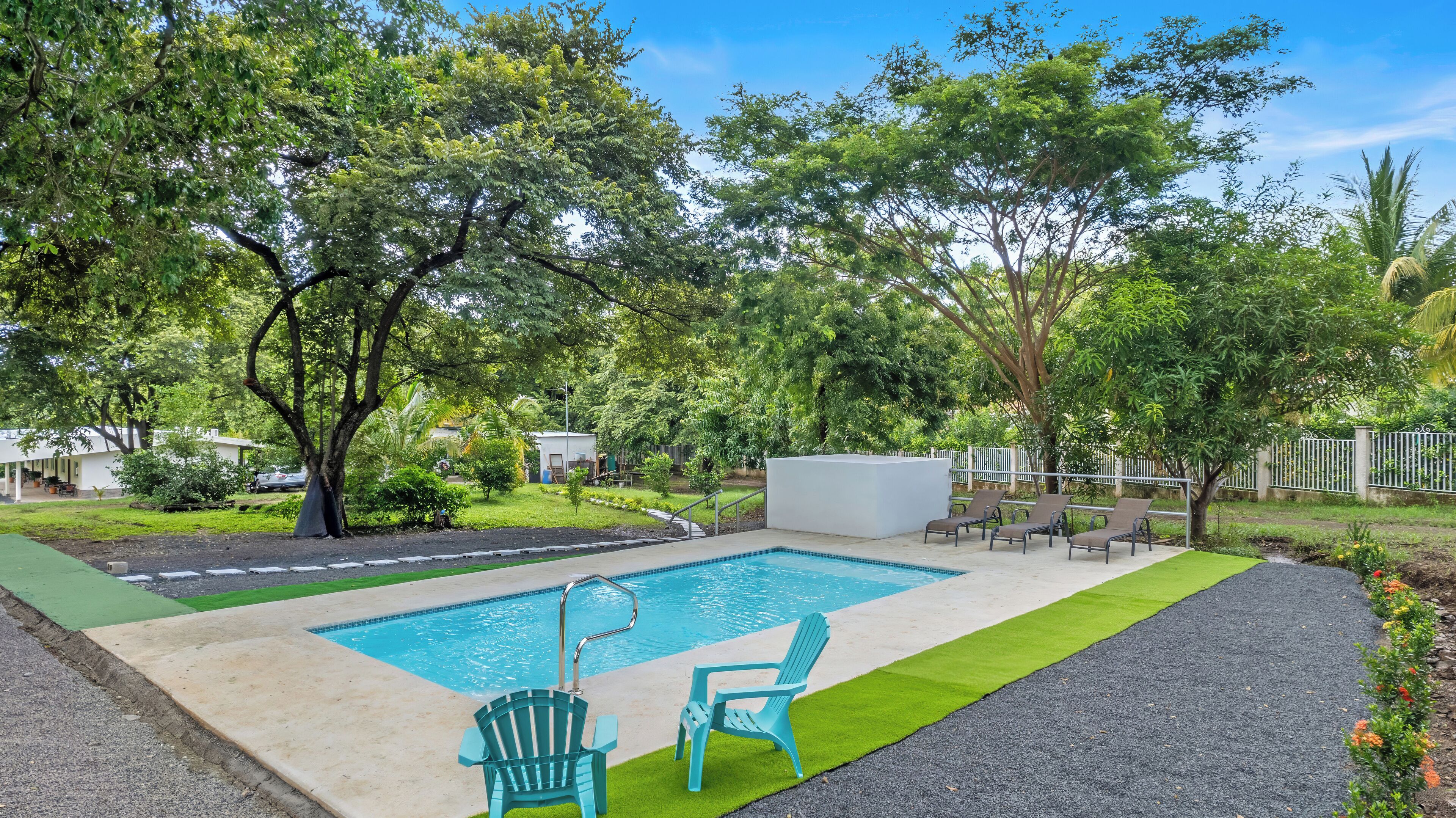 Outdoor pool, open 8:00 AM to 8:00 PM, sun loungers