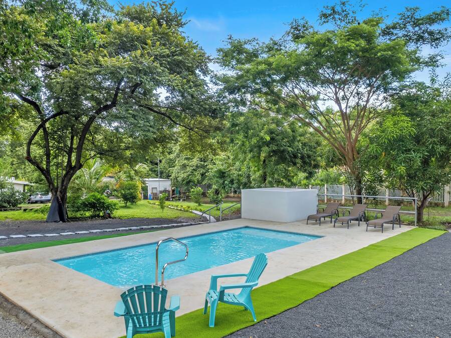 Outdoor pool, open 8:00 AM to 8:00 PM, sun loungers