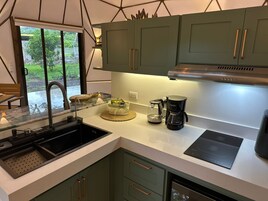 Luxury Cottage, Garden View, Mountainside | Private kitchen | Full-size fridge, microwave, stovetop, coffee/tea maker