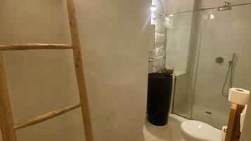 Hair dryer, towels, soap