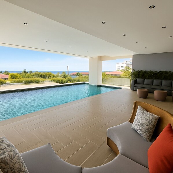 Indoor pool - Comfortable apartment in the city center / Swimming pool / Gym / City view (Santo Domingo)