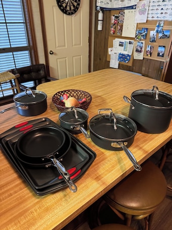 Dining. Charming fishing camp, 2-bedroom building with WiFi, AC in Cypremort Point.