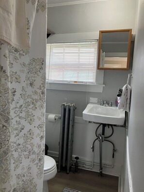 Séchoir à cheveux, serviettes fournies, savon, papier de toilette