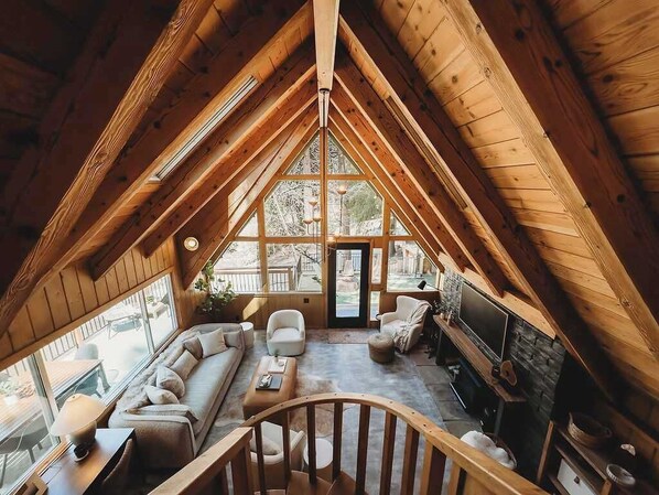 Télévision, cheminée, livres, espaces bureaux