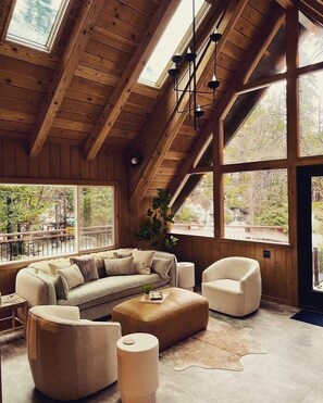 Télévision, cheminée, livres, espaces bureaux