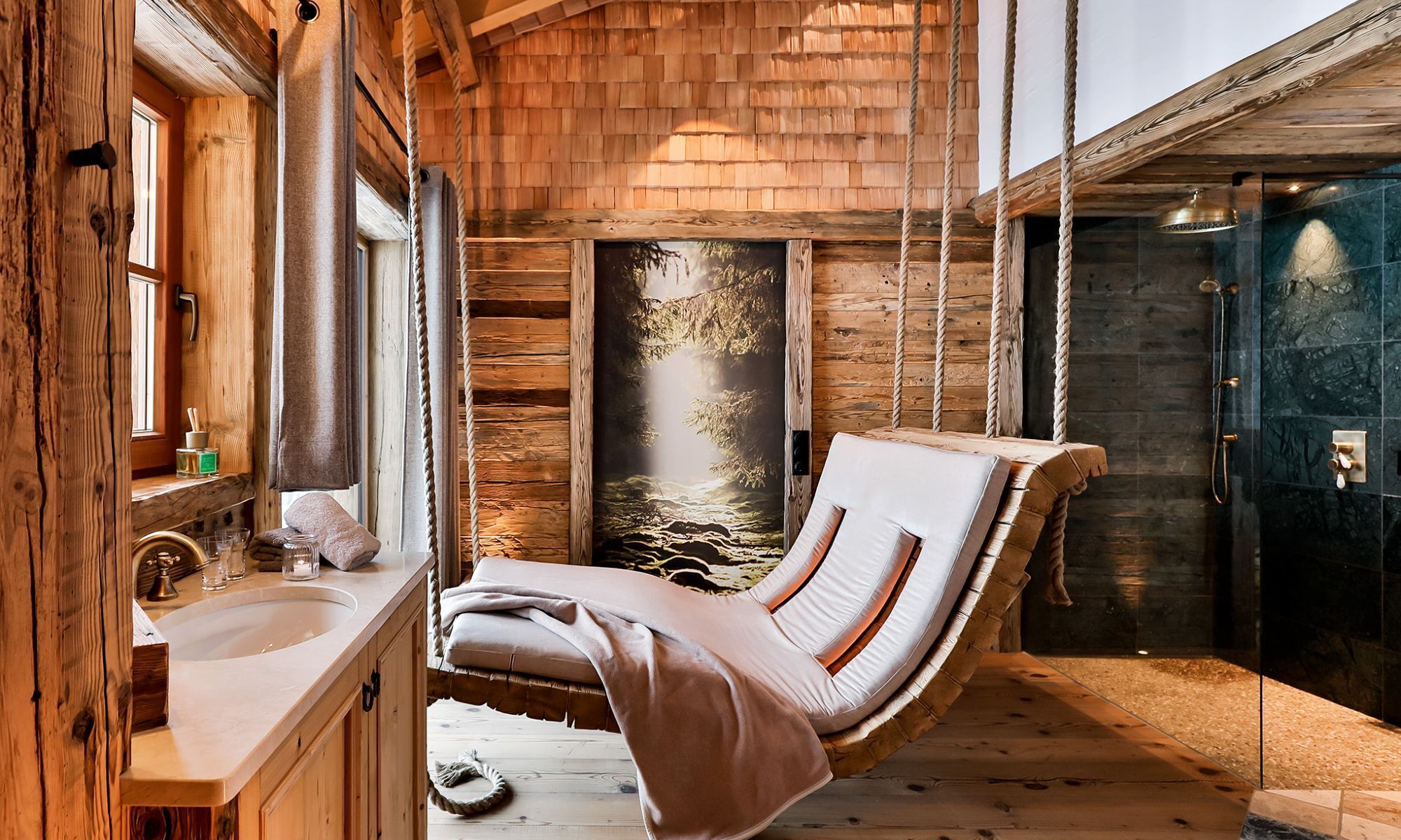 Chalet, Jetted Tub | Living area | Flat-screen TV, fireplace