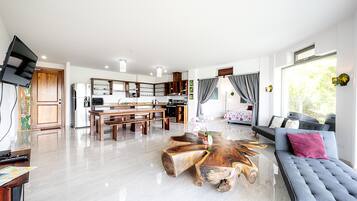 Smart TV, fireplace, printers