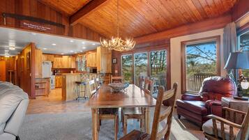 Smart TV, fireplace, video games, DVD player