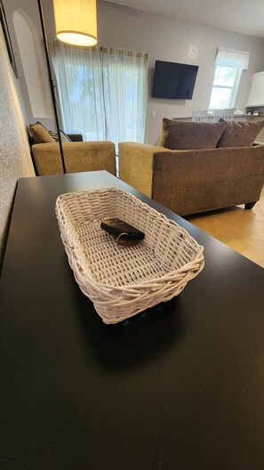 Smart TV, foosball, books