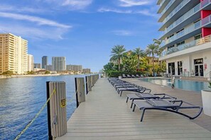 Pool - Elegant Corner Condo Balcony Canal View 2910 (Hallandale Beach)