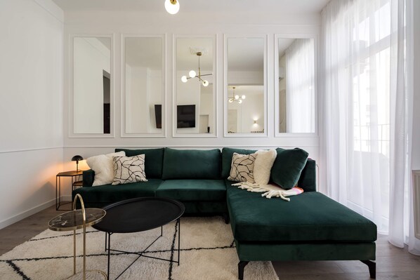 Comfort Apartment, 2 Bedrooms | Living area - Contemporary Aparthotel 2-BR Flats Near Old Town, Quiet & Serene (Bucharest)