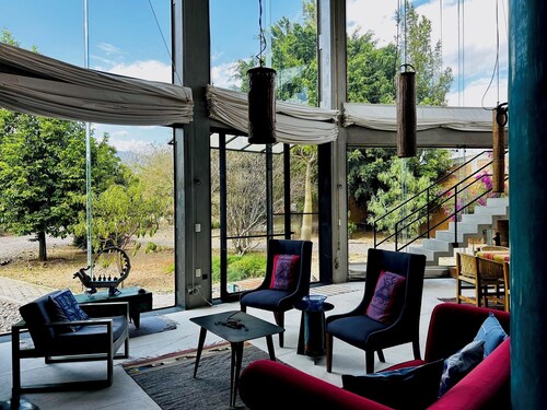 Minimalist Architectural Jewel Near Oaxaca City with Pool & Plush Gardens