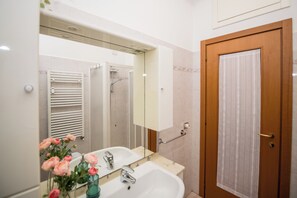 Secador de cabelo, toalhas de banho, papel higiênico