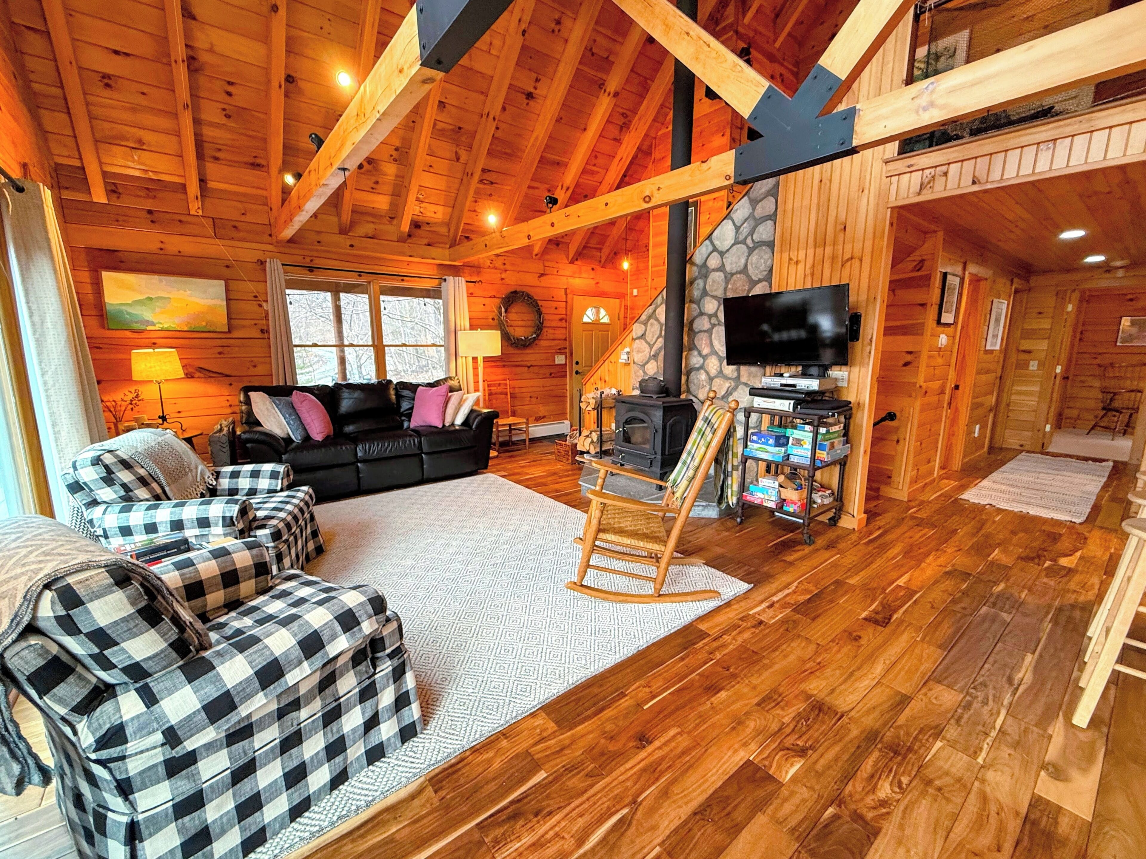 TV, fireplace, table tennis, video library