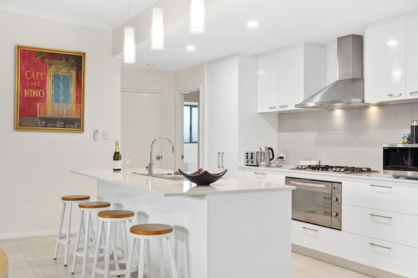 Open plan chefs style kitchen.