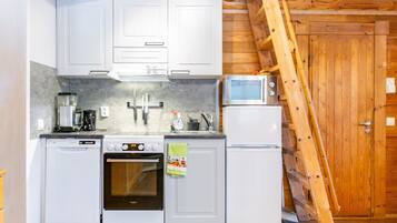 Fridge, microwave, dishwasher, toaster