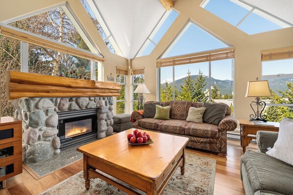 Télévision, cheminée, espaces bureaux