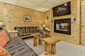 Smart TV, fireplace, video games, books