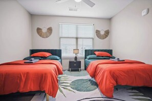 2 bedrooms, desk, iron/ironing board, travel cot