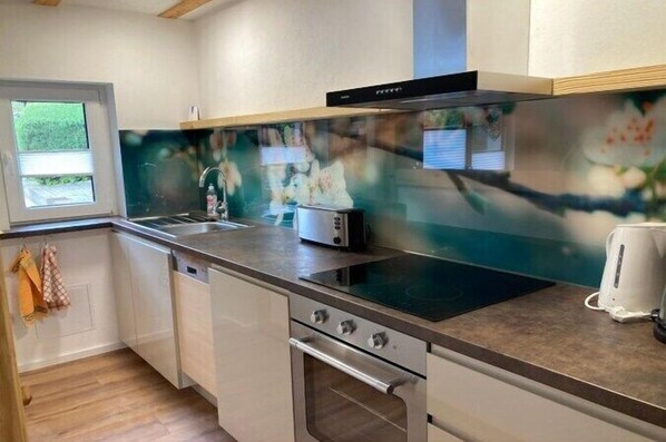 Fridge, oven, stovetop, dishwasher
