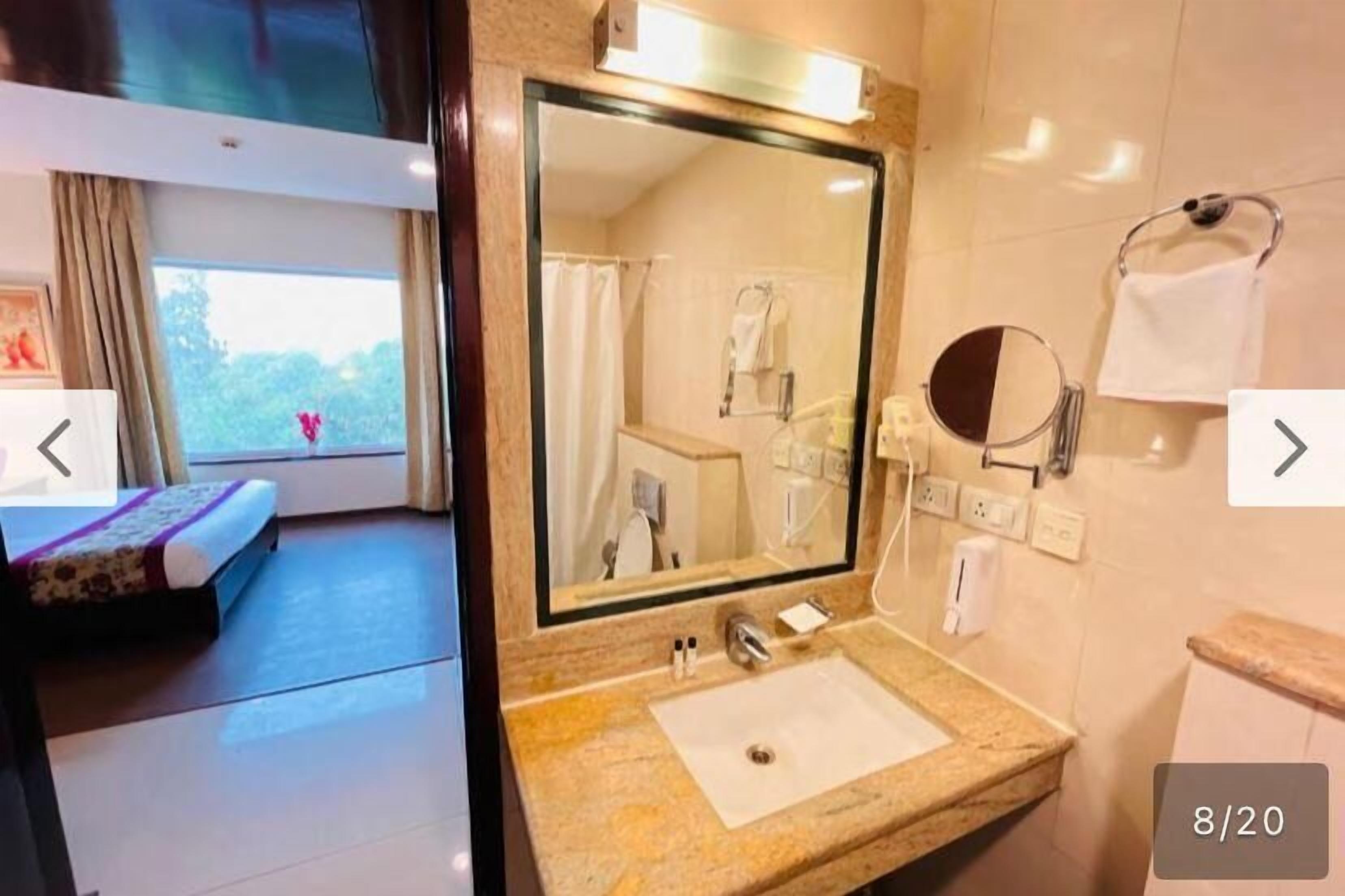 Hair dryer, slippers, towels, soap