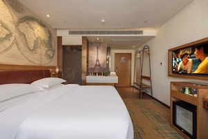 Comfort Double Room, City View | Desk, laptop workspace, blackout drapes, iron/ironing board