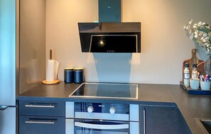 Fridge, stovetop, dishwasher, cookware/dishes/utensils