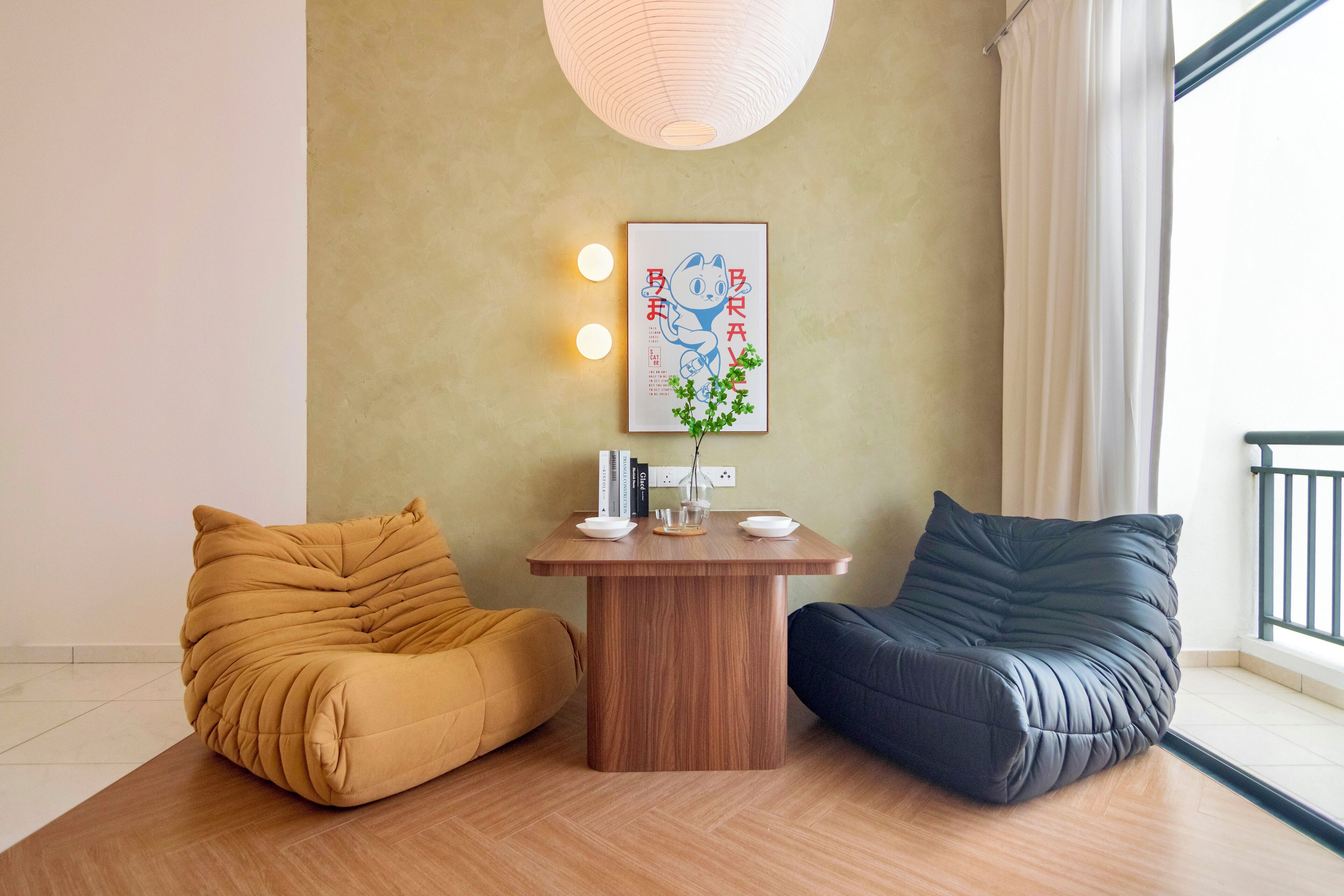 华丽公寓, 1 张特大床, 城市景观 | 起居区 | 智能电视