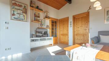 Televisor, reproductor de DVD, llibres i estèreo