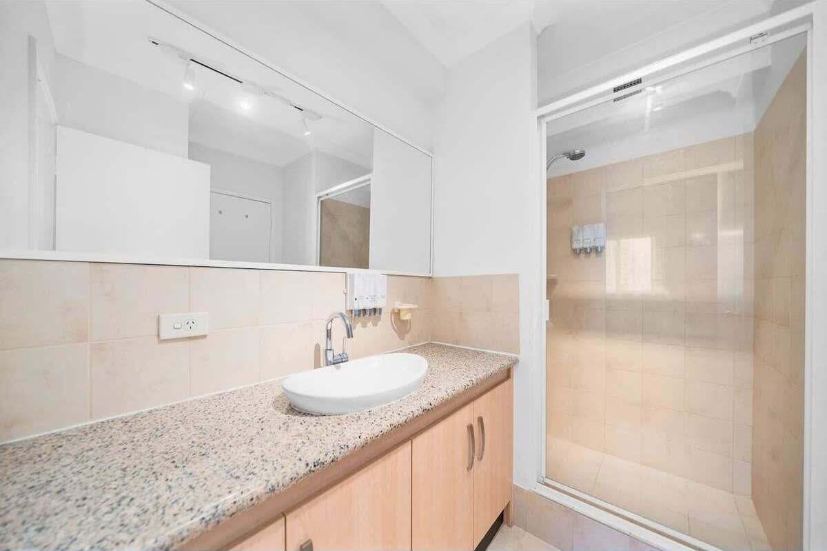Shower, hair dryer, shampoo
