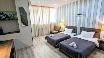 Standard Twin Room | Desk, laptop workspace, soundproofing, iron/ironing board
