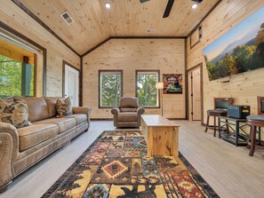 Smart TV, fireplace, video games