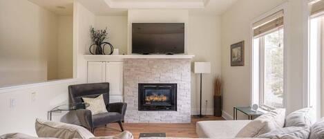 Televisión y chimenea