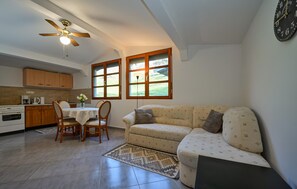 Smart TV, fireplace, stereo