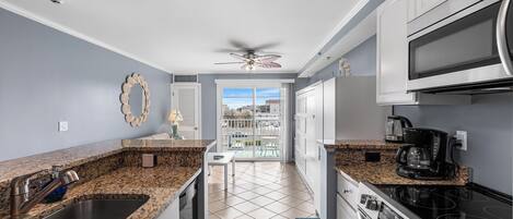 Microwave, dishwasher, coffee/tea maker