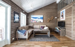 Smart TV y chimenea 
