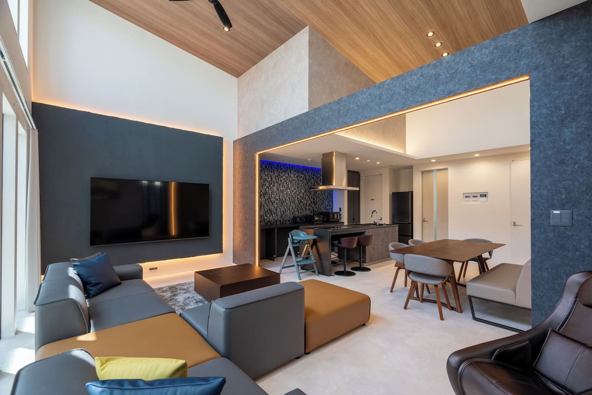 Luxury Villa | Living area | 57-inch flat-screen TV with digital channels