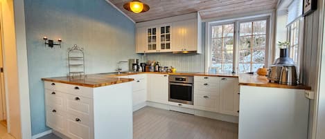 Fridge, dishwasher, coffee/tea maker