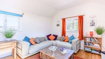 Una Smart TV, una chimenea, libros