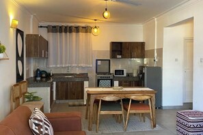 Fridge, microwave, oven, electric kettle