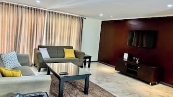 Classic Apartment, Balcony, City View | Living area | Flat-screen TV, DVD player