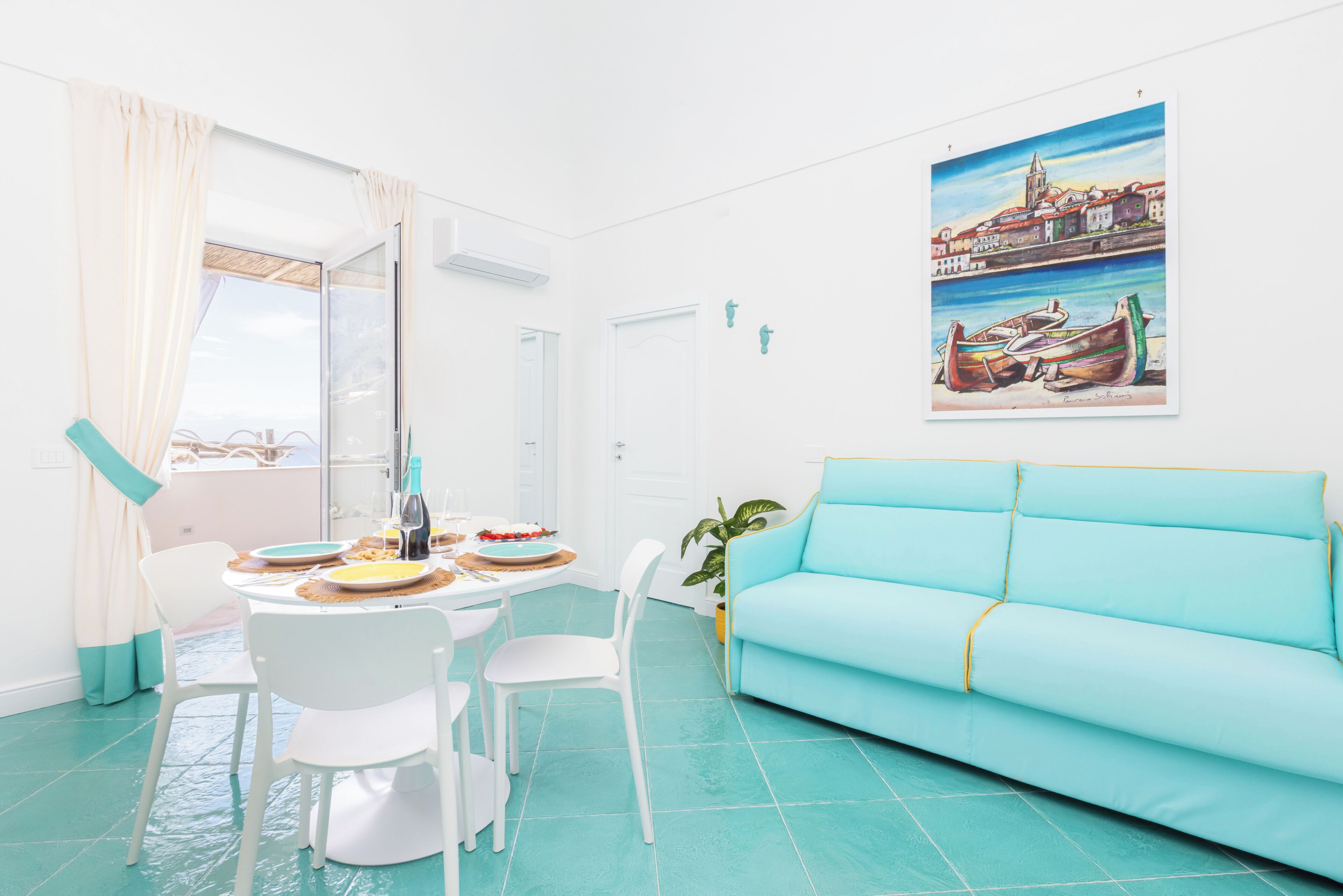 Apartment, Sea View | Living area | 32-inch flat-screen TV with digital channels