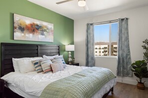 2 bedrooms, desk, iron/ironing board, travel cot