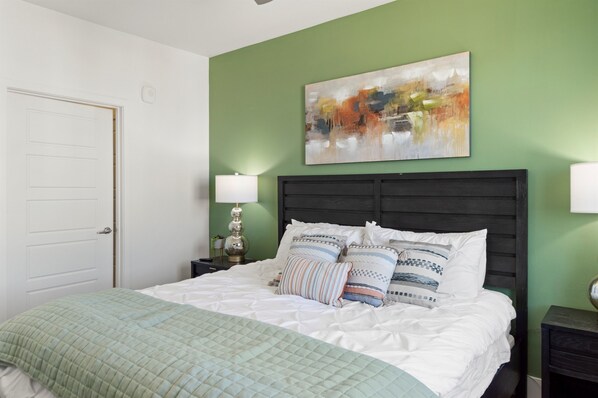 2 bedrooms, desk, iron/ironing board, travel cot