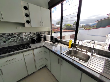 Family Apartment, 2 Bedrooms, Non Smoking, Kitchen | Private kitchen | Fridge, microwave, electric kettle