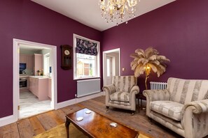 TV, fireplace - 2 luxury Georgian apartments, Hot-tub, Sea views, 12 guests (West Sussex)